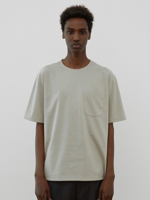 라이트 코튼 로맨틱 포켓 티셔츠(olive grey)