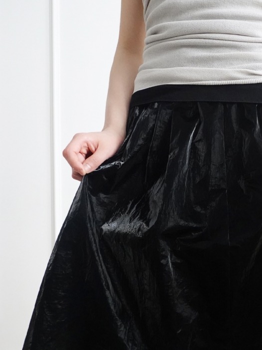 Glitter Pleats Skirt #Black