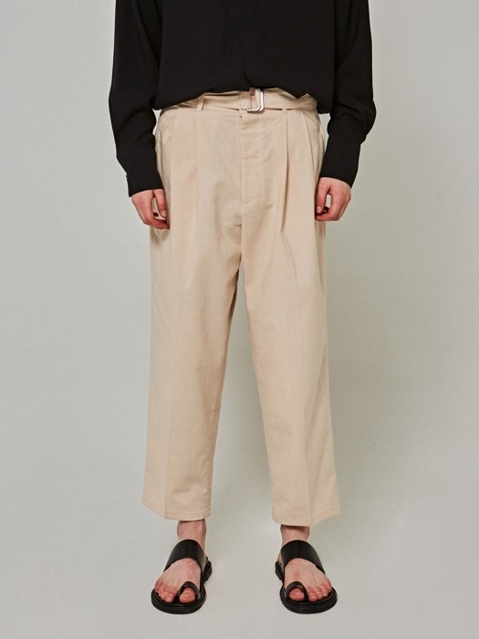 WIDE BT COTTON PANTS_LIGHT BEIGE