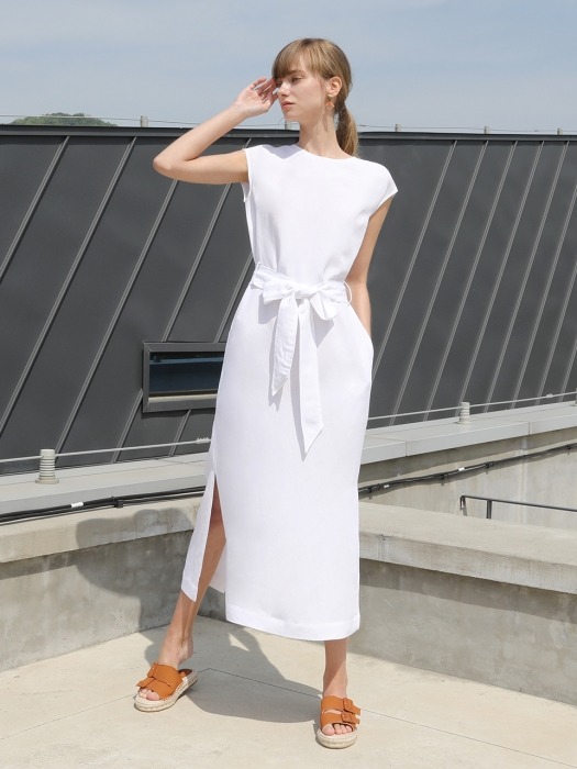 Linen Belted One-piece_Ivory