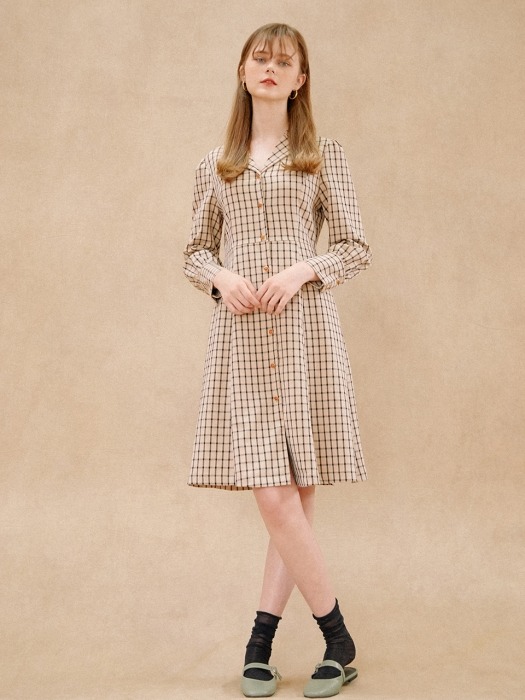 French Check Dress_Beige