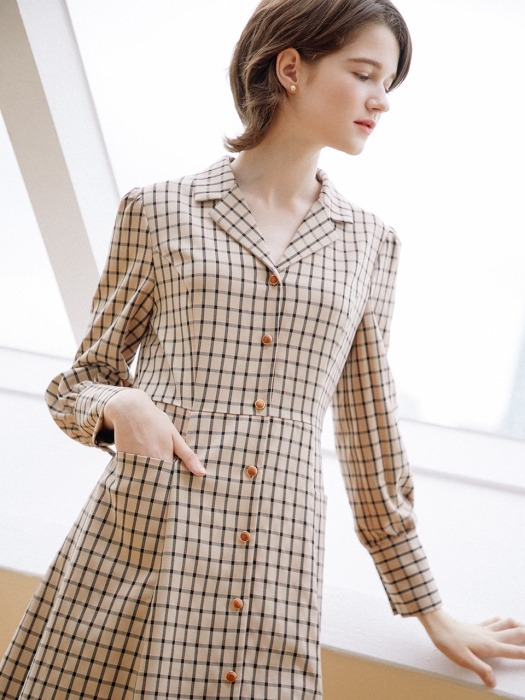 French Check Dress_Beige