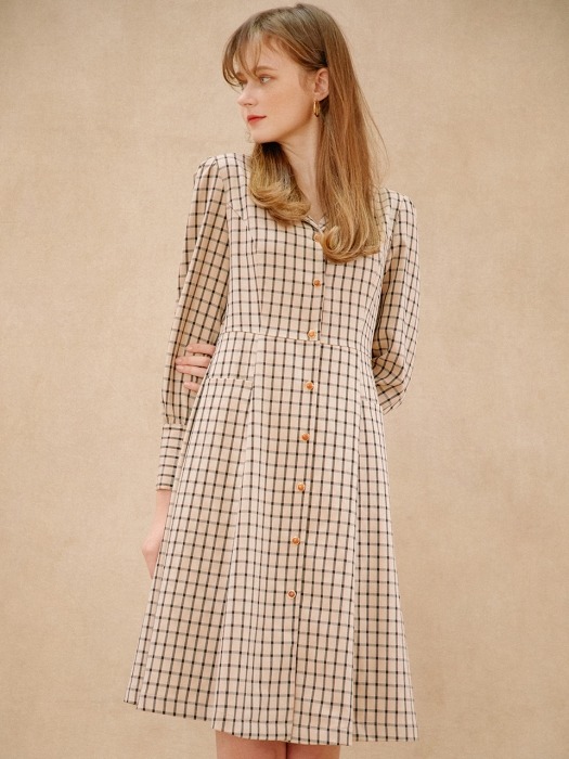 French Check Dress_Beige