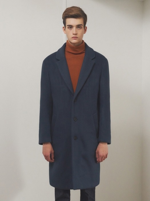 LOOSE FIT SINGLE WOOL COAT (DEEP BLUE)