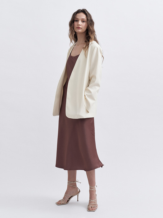 LOOSE FIT COLLARLESS JACKET [IVORY]