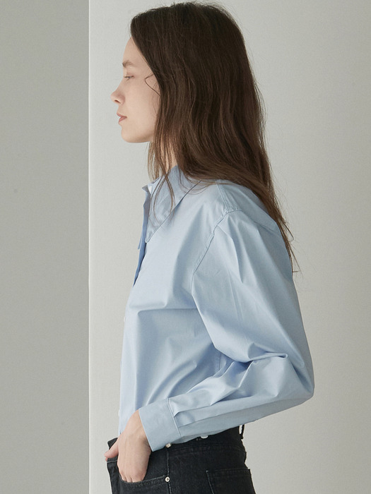 ouie332 wide collar pintuck shirts (skyblue)