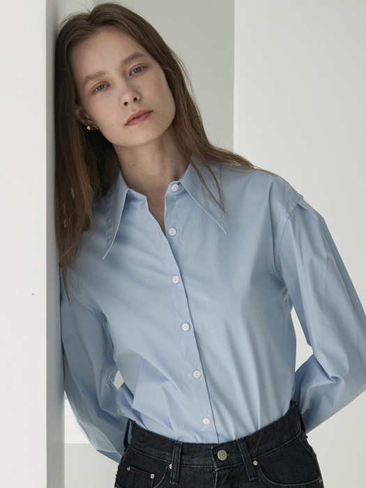 ouie332 wide collar pintuck shirts (skyblue)