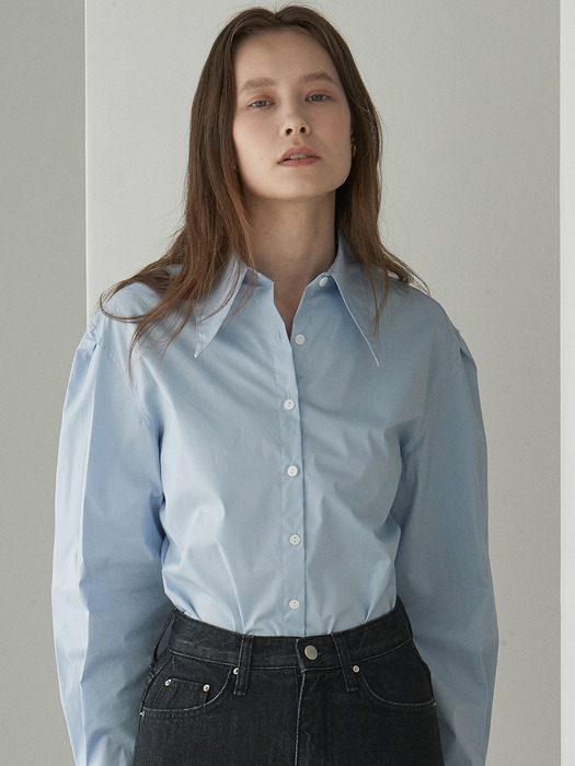 ouie332 wide collar pintuck shirts (skyblue)