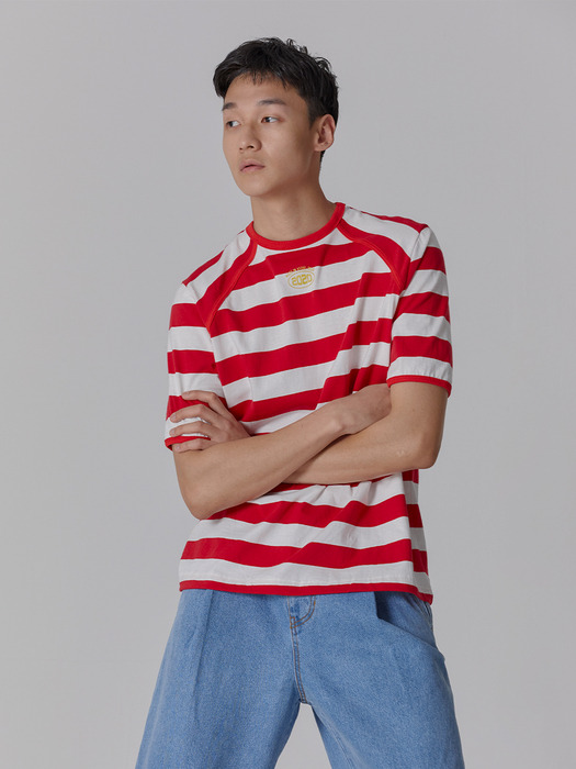 COLOR TAPING 2020 STRIPE T SHIRT RED