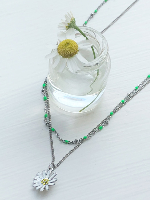 [SET]Color Daisy Necklace+Color Dot Seed Necklace_4color