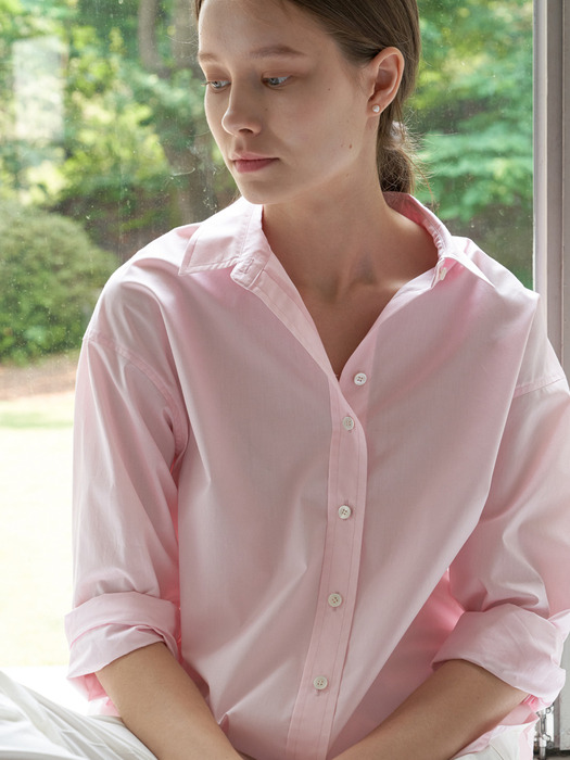 Plain cotton shirt - Baby pink