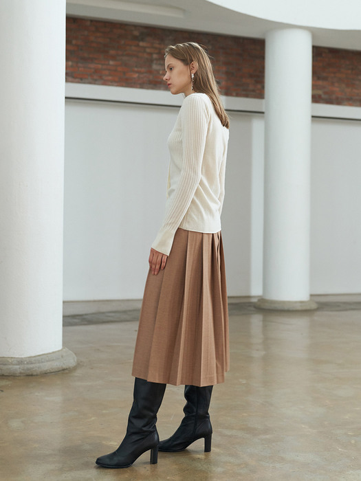 TTF WOOL PLEATED SKIRT BEIGE