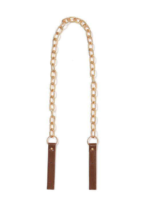 Wrinkle Leather Buckle Chain Strap in Brown_VX0AX0700