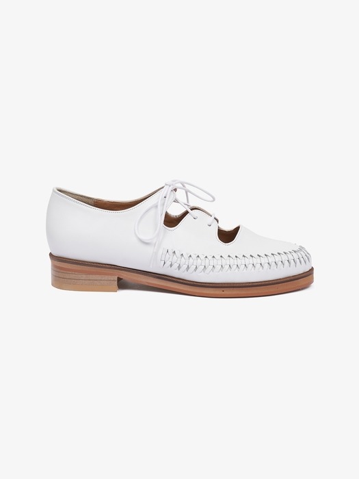 25mm Matiu Hand Weaving Loafer Shoes (White)