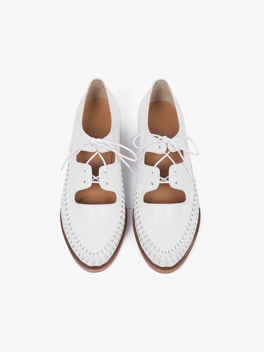 25mm Matiu Hand Weaving Loafer Shoes (White)