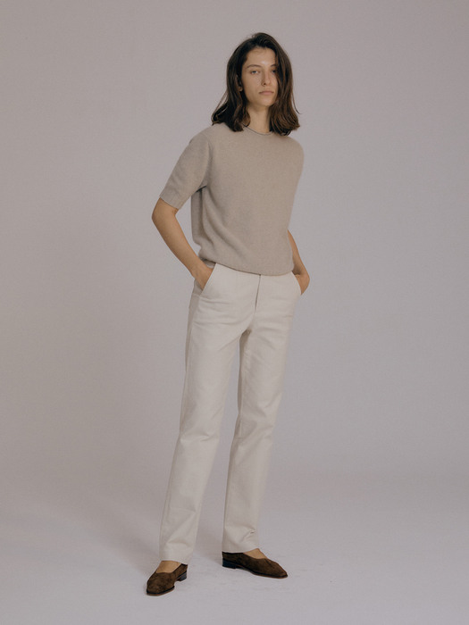 Heavy-cotton straight fit pants (Bone)