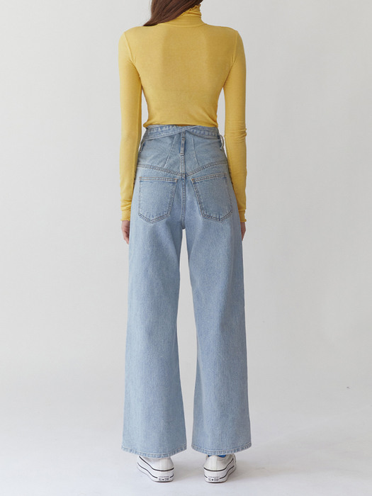 FOLDED DENIM PANTS - LIGHT BLUE