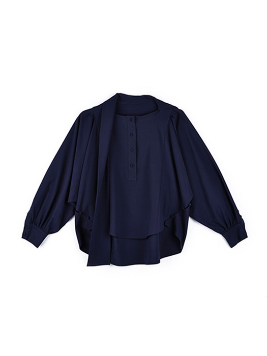 SCARF BLOUSE NAVY