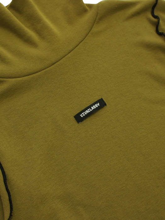 Turtleneck Crop T-shirt [Olive Green]