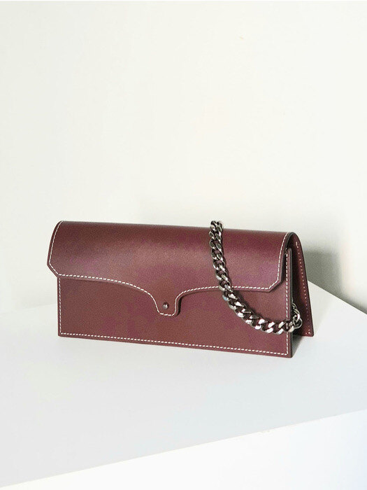 Leather Mini Bag Oblong / Bordeaux