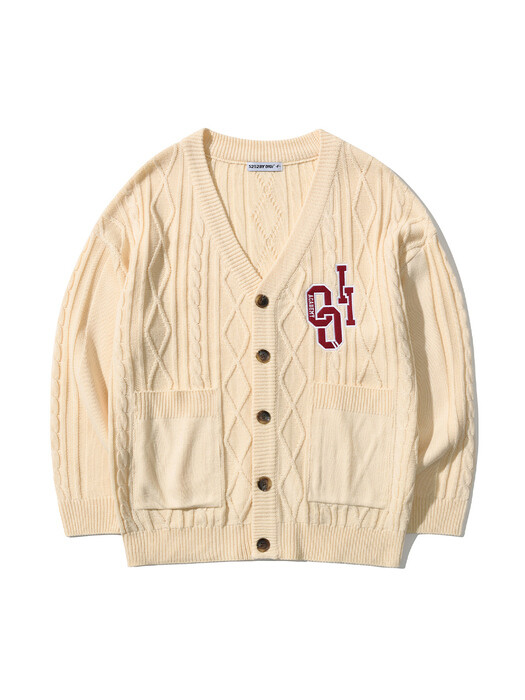 OVERSIZED CABLE KNIT CARDIGAN [CREAM]
