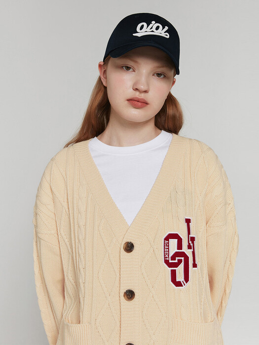 OVERSIZED CABLE KNIT CARDIGAN [CREAM]