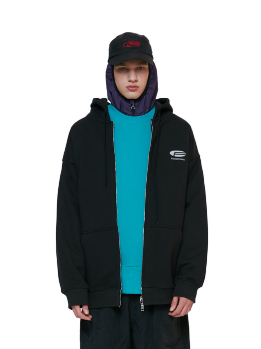 F VERTICAL HOODIE ZIP-UP(BLACK)