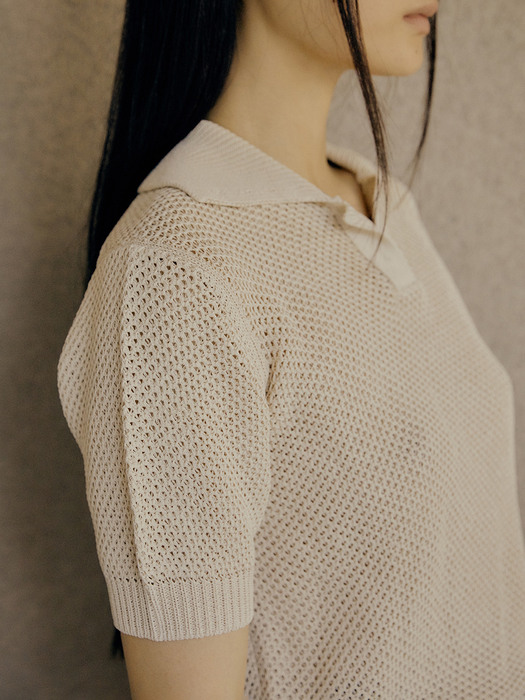 21SS ICE LINEN PIQUE KNIT - BEIGE