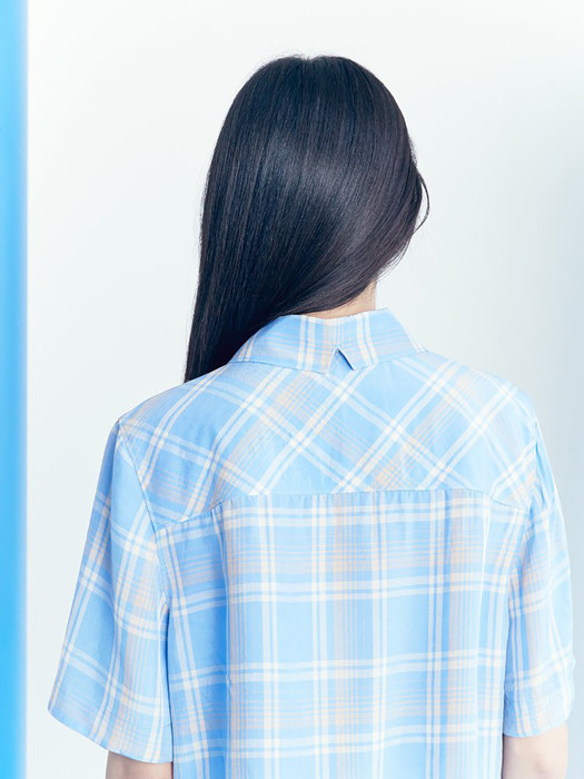 Crop Shirts Blouse  Blue (KE1360M06P)