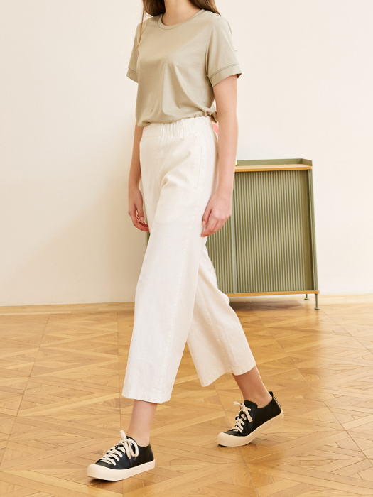 Linen Wide Bending Pants_Black