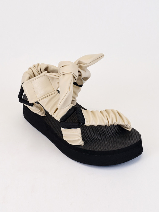Ribbon Ankle Sandal (Ivory Leather)