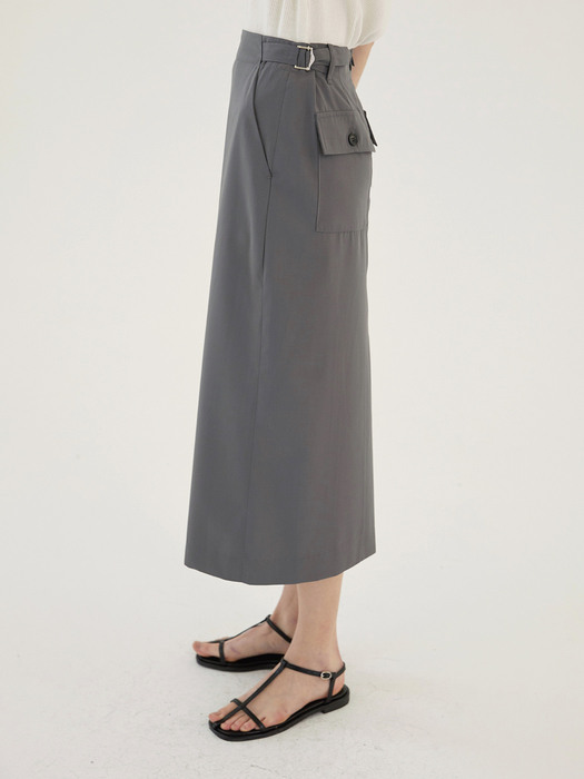 Belt Waist  Skirt Charcoal