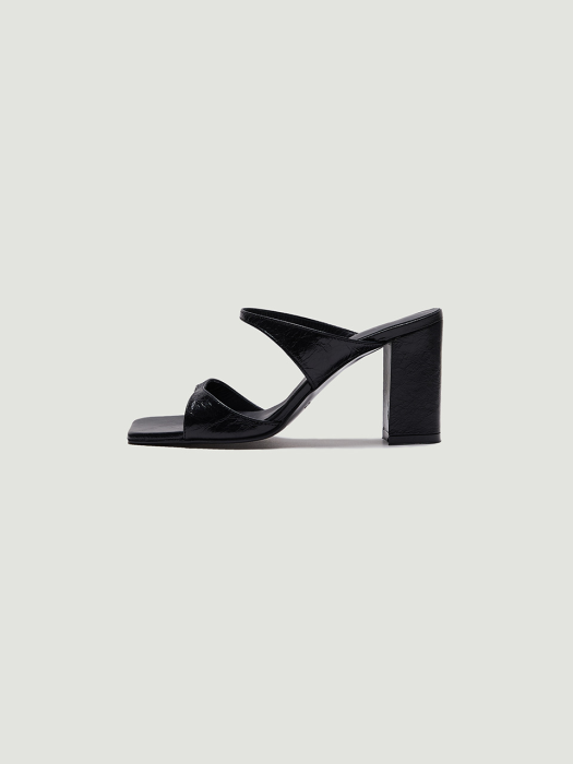 REPPA Squared-toe Leather Mules - Black