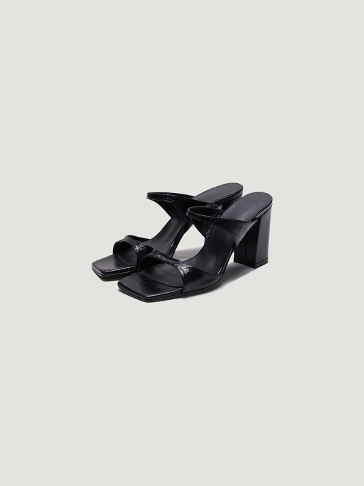 REPPA Squared-toe Leather Mules - Black