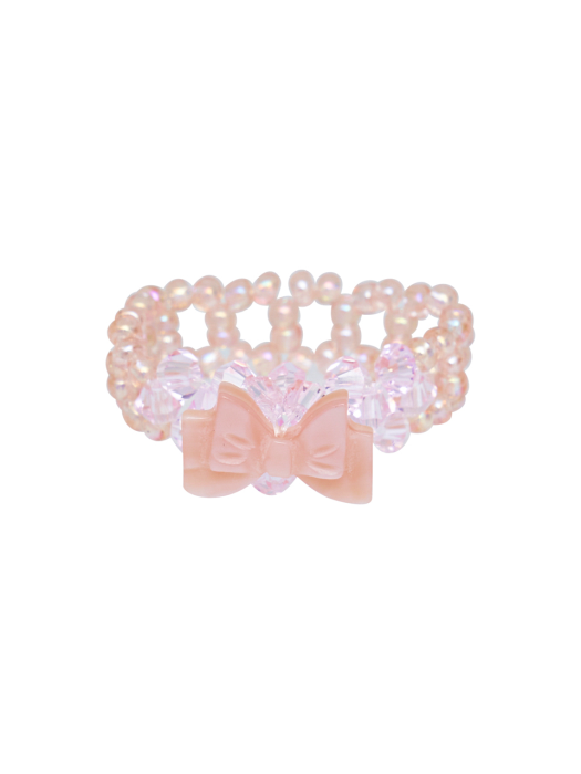 Shell Ribbon Beads Ring (Baby Pink)