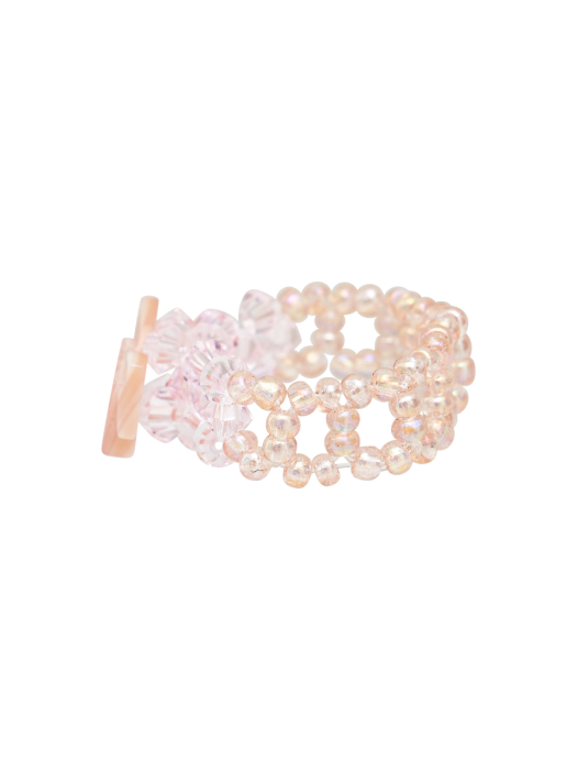 Shell Ribbon Beads Ring (Baby Pink)