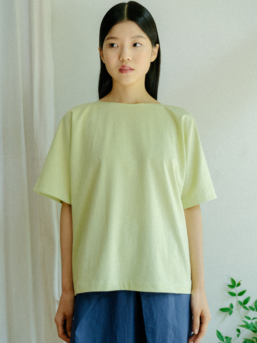 LIME BOAT NECK HEAVY-WEIGHT COTTON TOP