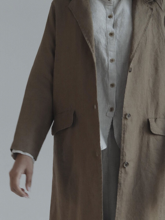 [Linen100%]Vintage linen basic coat -3color