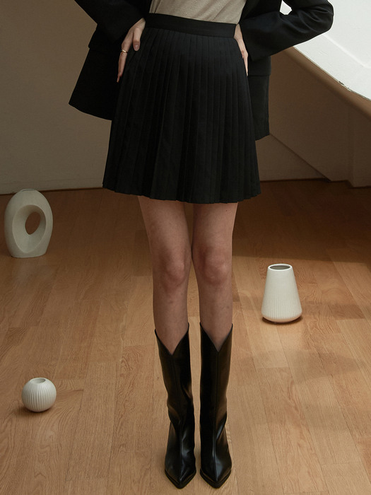 j816 pleats mini skirt (black)