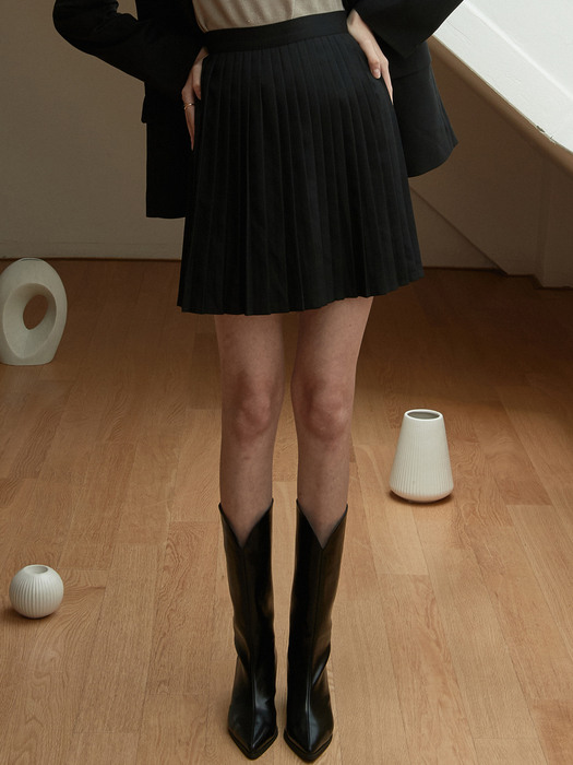 j816 pleats mini skirt (black)