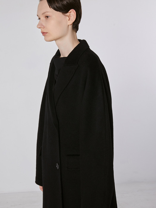 TOF CAMEL HAIR PEAKED COLLAR COAT [HAND MADE] BLACK