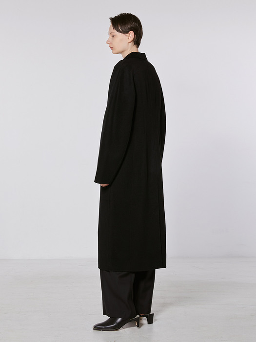 TOF CAMEL HAIR PEAKED COLLAR COAT [HAND MADE] BLACK