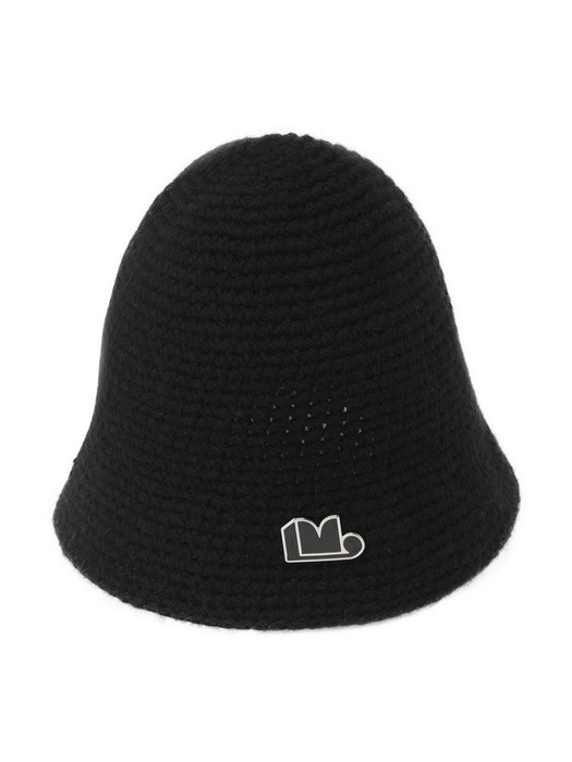 Emblem Knit Bucket Hat_QXRAX21610BKX