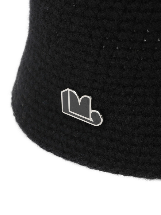 Emblem Knit Bucket Hat_QXRAX21610BKX