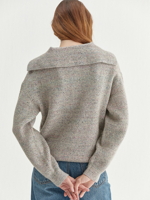 ECO TWEED STRETCH YARN HALF ZIP-UP PULLOVER GRAY (AESW1F005G2)