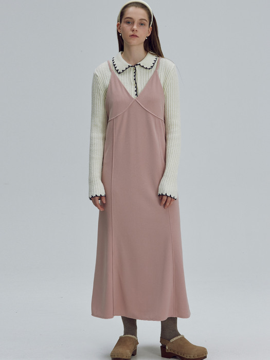 [단독기획] Jersey back point layered dress - 2color