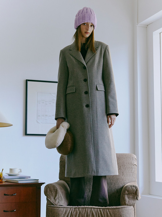 Slim Single Long Coat, Cocoa Beige