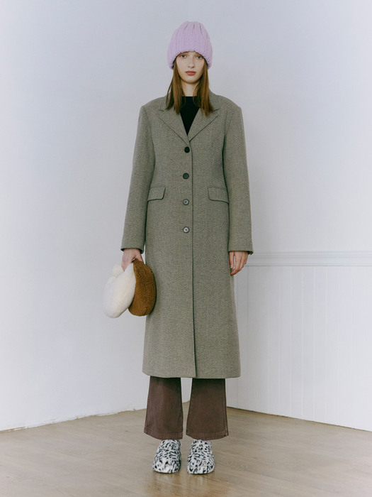 Slim Single Long Coat, Cocoa Beige