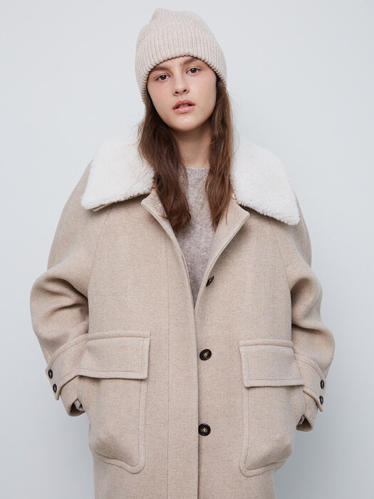 Wool Blend Fur Collar Coat NW1WWHB07