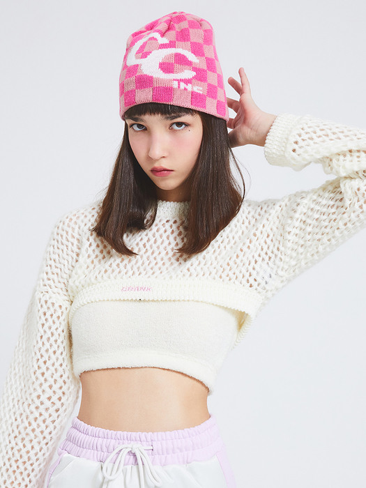 LOGO CHECKER SHORT BEANIE_PK